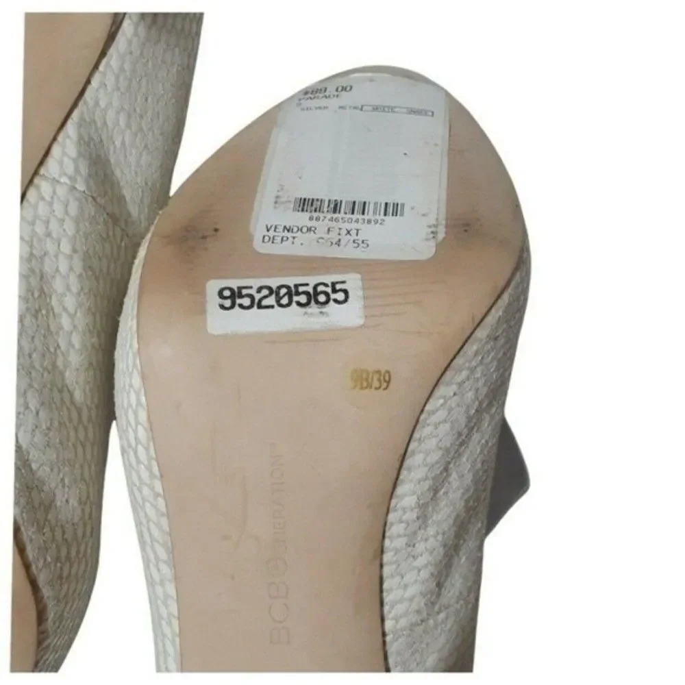BCBG Generations Parade Womens Ivory Snake Print Leather Hidden Platform Heels 9